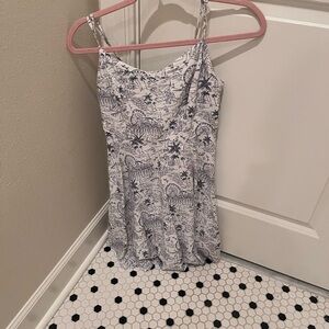 White and Blue Skater Dress